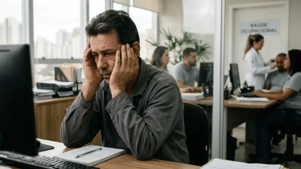 Homem cansado no trabalho