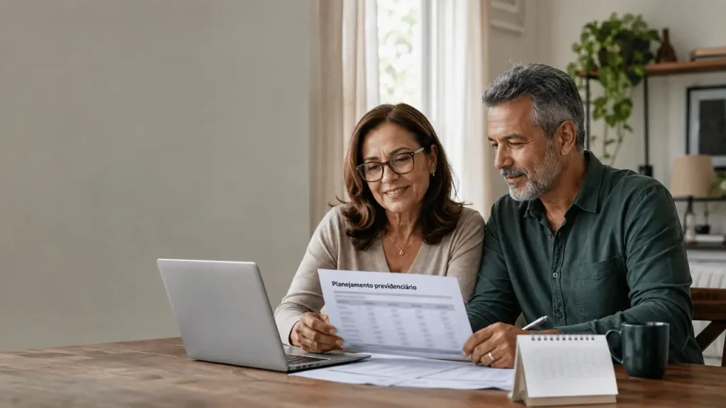 Planejamento previdenciário: Saiba o que é e quando começar Casal realizando o planejamento previdenciário.
