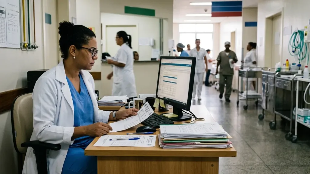 Mulher trabaçhnado em hospital