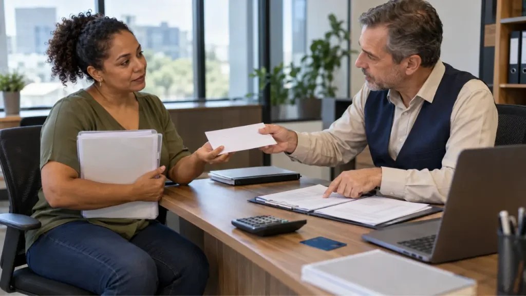 Homem com mulher no trabalho resolvendo limbo previdenciario
